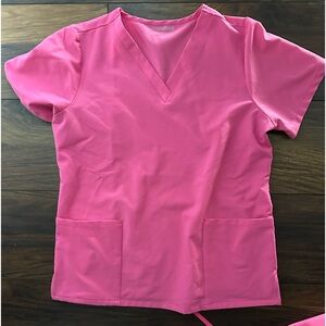 Mandala large three pocket scrub top- bubblegum pink color